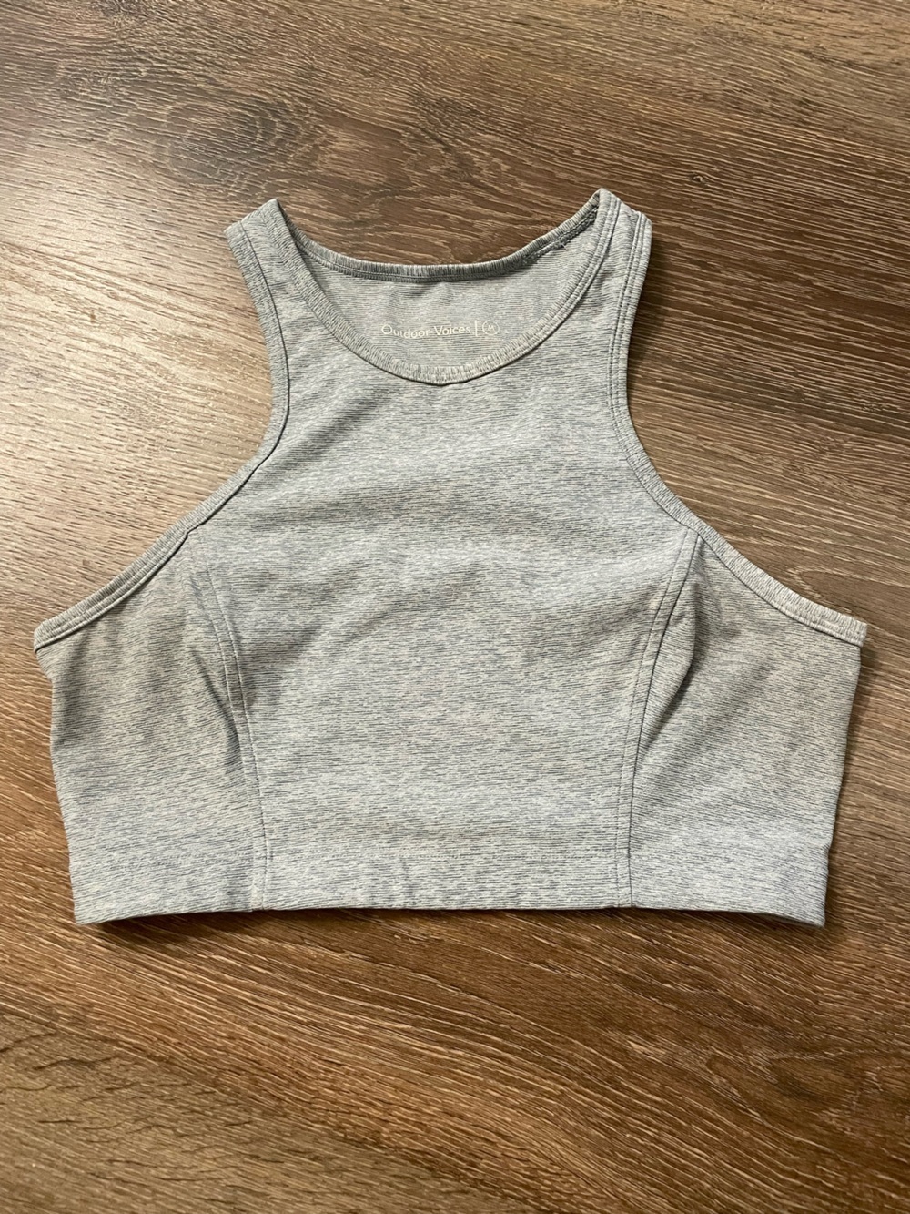 Outdoor Voices Heather Gray High Neck Sports Bra Athena Crop Top Medium